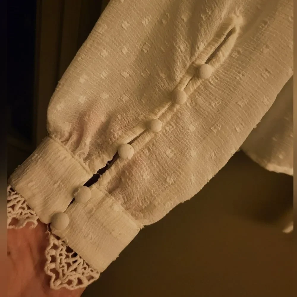 Zara Romantic Lace Tie Blouse